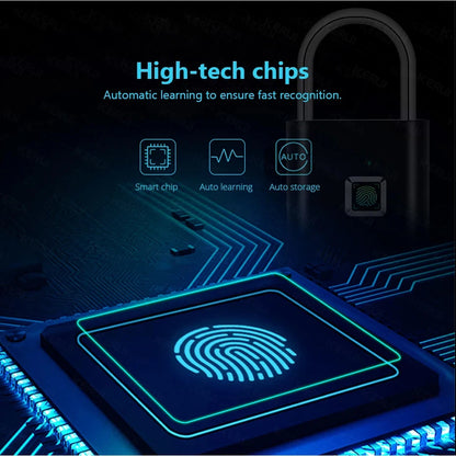 Smart Fingerprint Padlock Waterproof Fingerprint Keyless Door Lock Type C Rechargeable Security Padlock for House