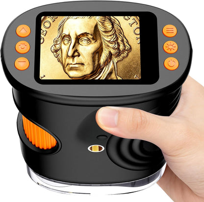 Microscope with Lights, Handheld Digital Coin Magnifier for Collectors