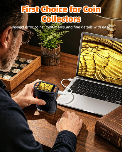 Microscope with Lights, Handheld Digital Coin Magnifier for Collectors