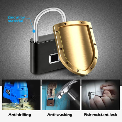 Smart Fingerprint Padlock Waterproof Fingerprint Keyless Door Lock Type C Rechargeable Security Padlock for House