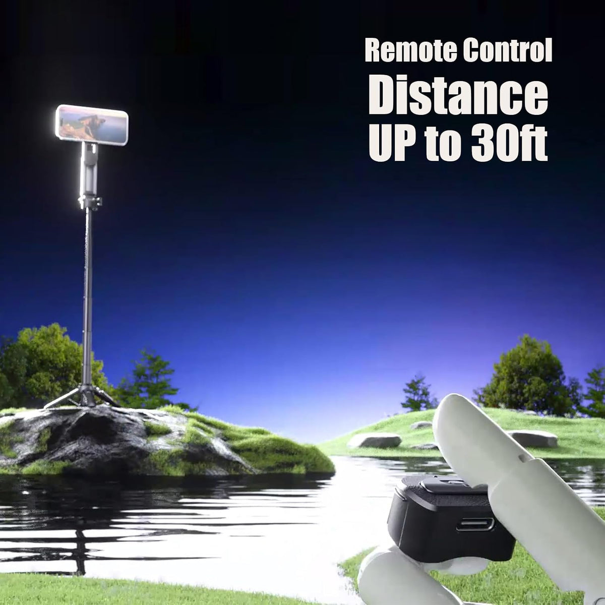 4 in 1 Magnetic Tripod Pocket Selfie Stick Extends to 18.7In