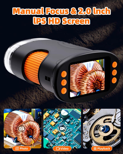 Microscope with Lights, Handheld Digital Coin Magnifier for Collectors