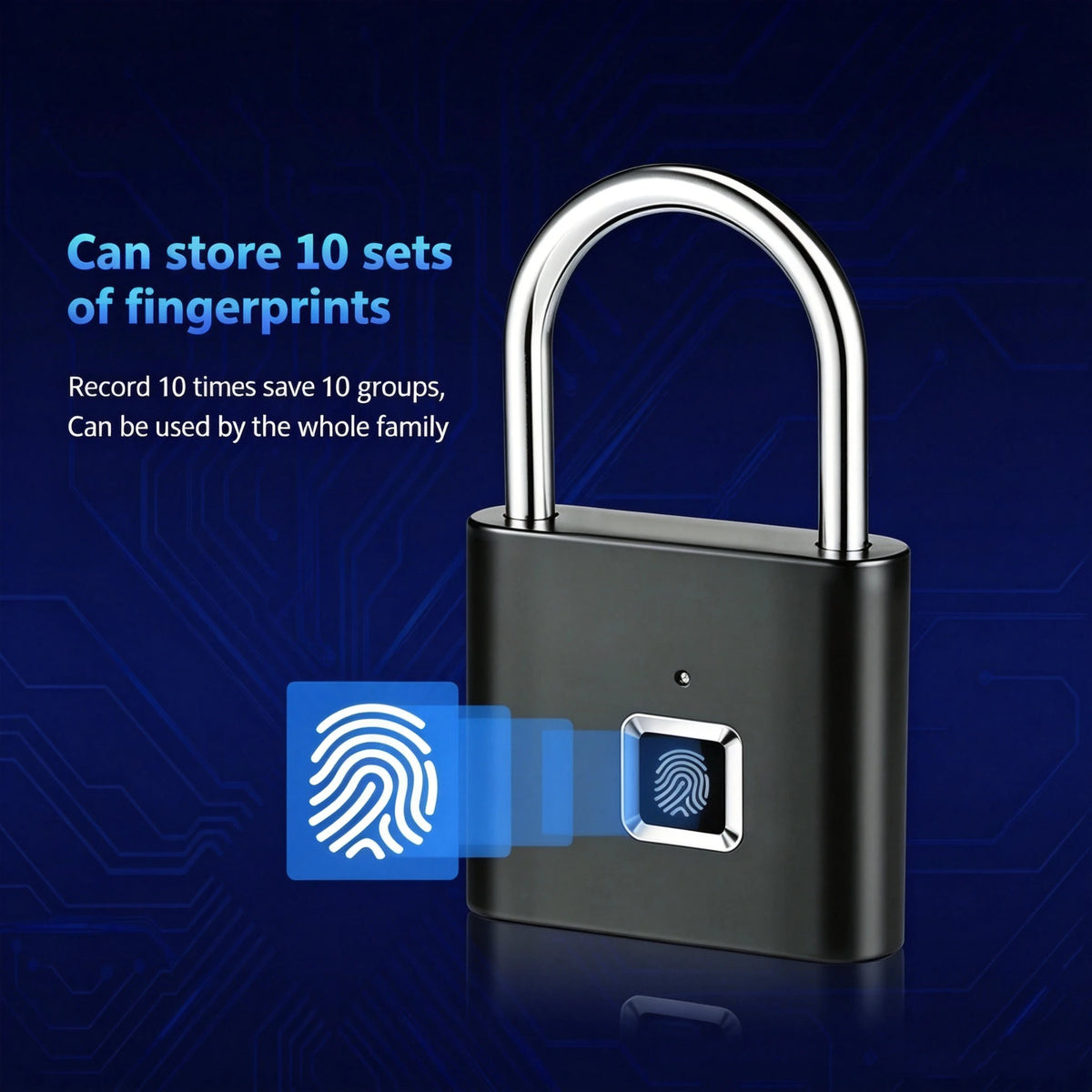 Smart Fingerprint Padlock Waterproof Fingerprint Keyless Door Lock Type C Rechargeable Security Padlock for House
