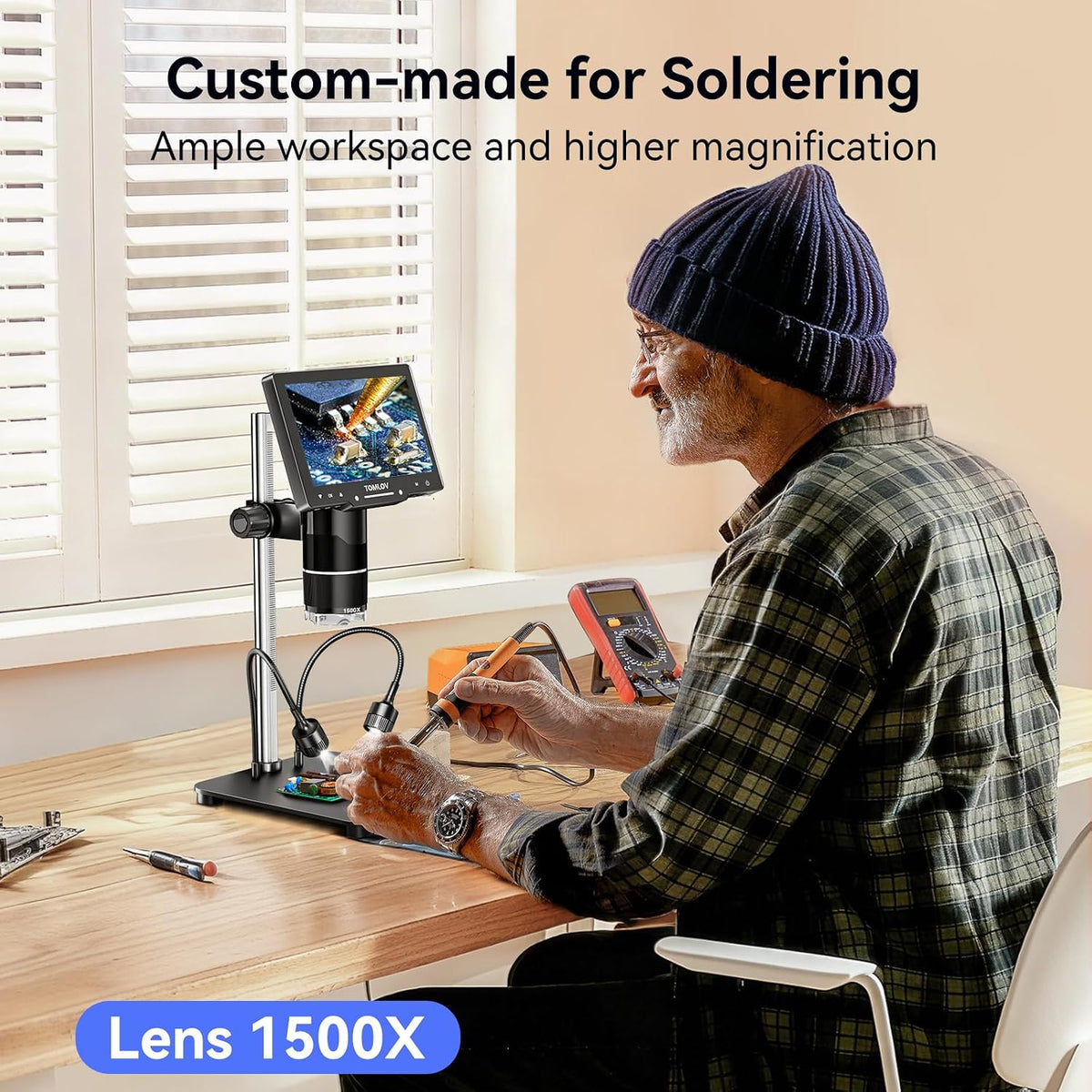 Tril107 3-Lens Digital Microscope 2500X, Coin Magnifier with Light